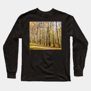 Birch alley in autumn Long Sleeve T-Shirt